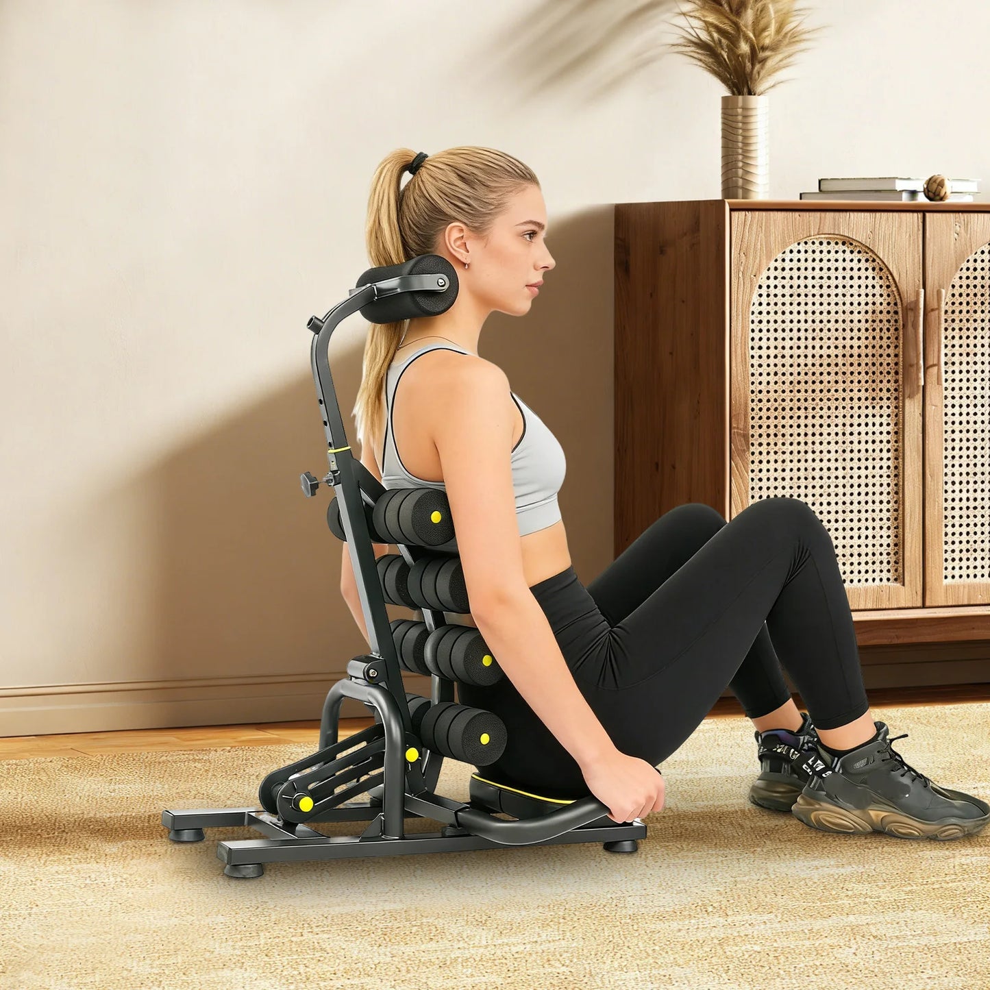  Compact Back Stretcher, Adjustable Inversion Table, Portable Pain Relief Machine for Spinal Stress Decompression